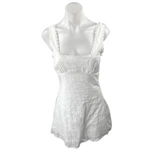 Princess Polly Women's White Sleeveless Lace Scalloped Tank Mini A Line Dress 4